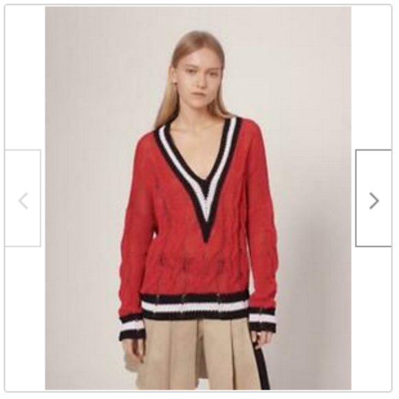 rag & bone Sweaters - Rag & Bone Red Emma V-neck Chunky Knit Sweater